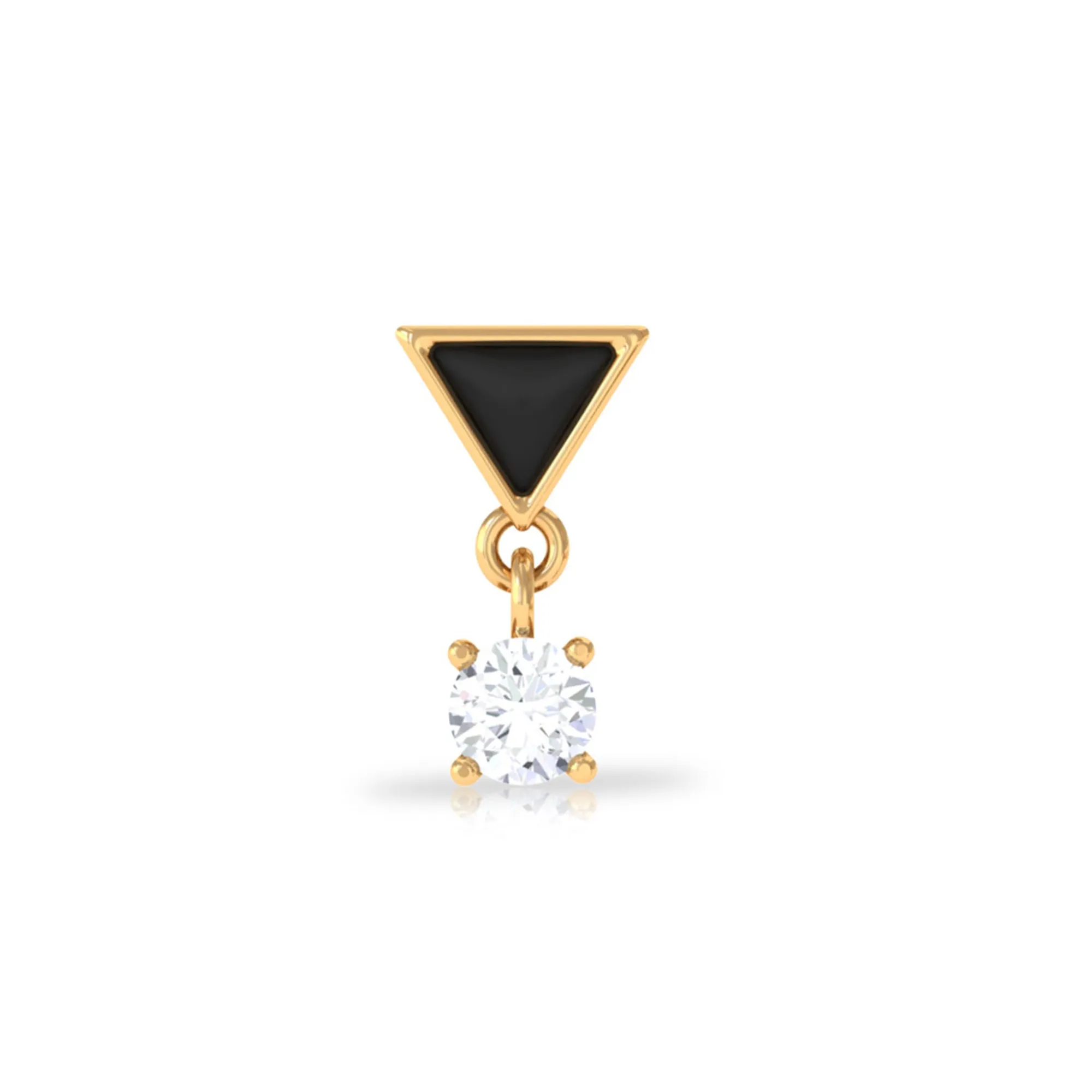 Unique Diamond Triangle Helix Drop Earring with Black Enamel