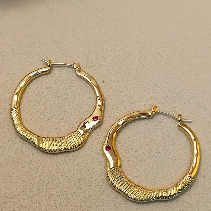 Unique Vintage Hoop Earrings with Ruby