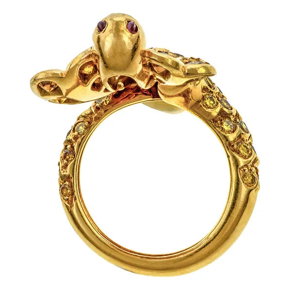 Vintage Pave Yellow Diamond Cobra Ring