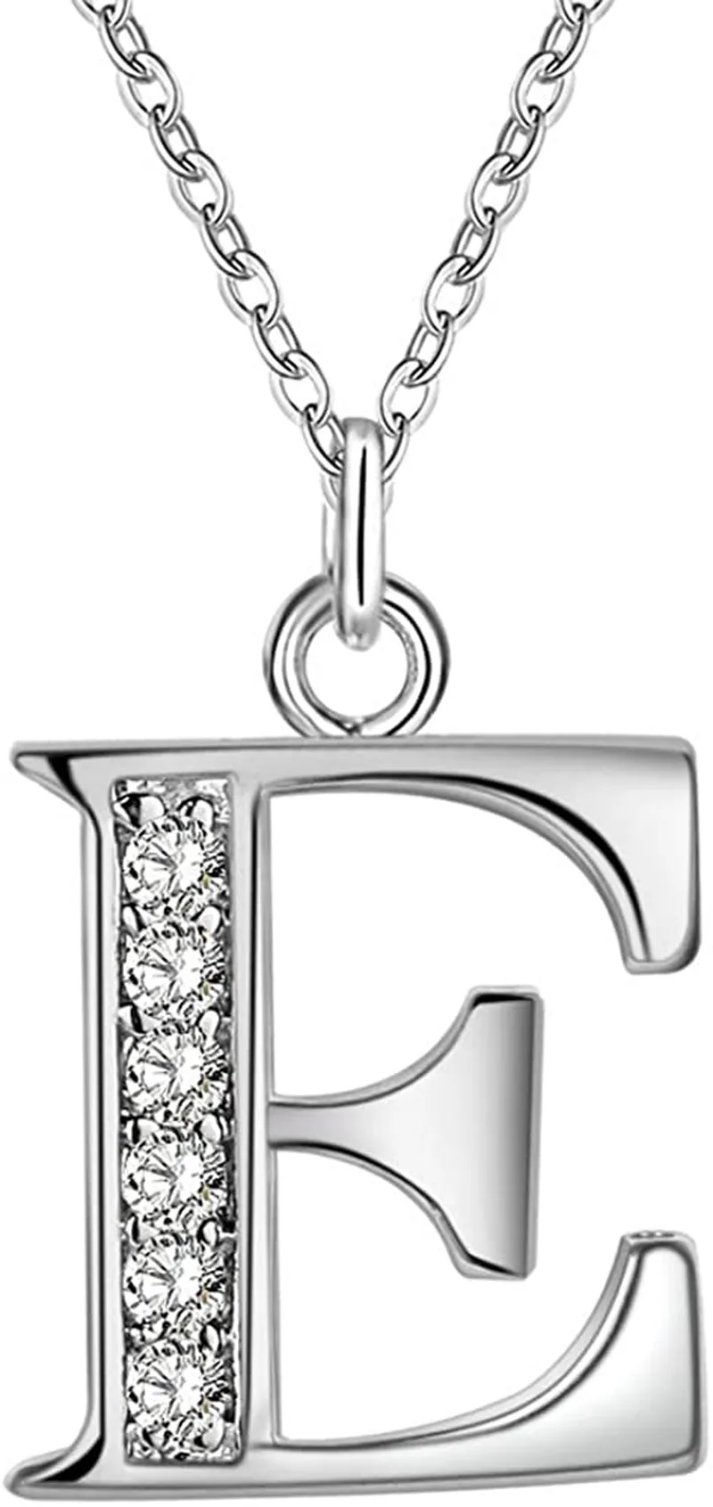 Women's Sterling Silver Plated Simple 26 Letter Alphabet Personalized Charm Pendant Necklace