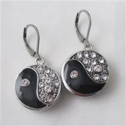 Yin Yang Black & Crystal Earrings